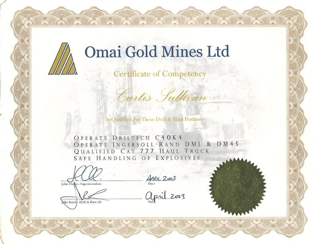 Omai Certificate of Competency
